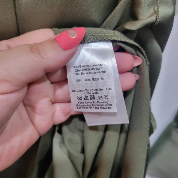 DKNY Olive Green Shirt Dress Womens Size 12 - Picture 6 of 7